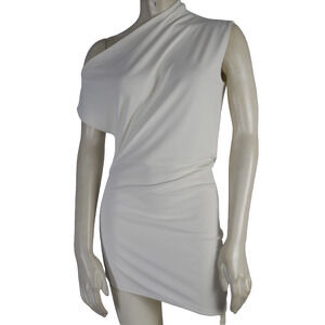 Kallmeyer New York Ivory Minimalist Stretch Drape Cocktail Dress Size S Cream